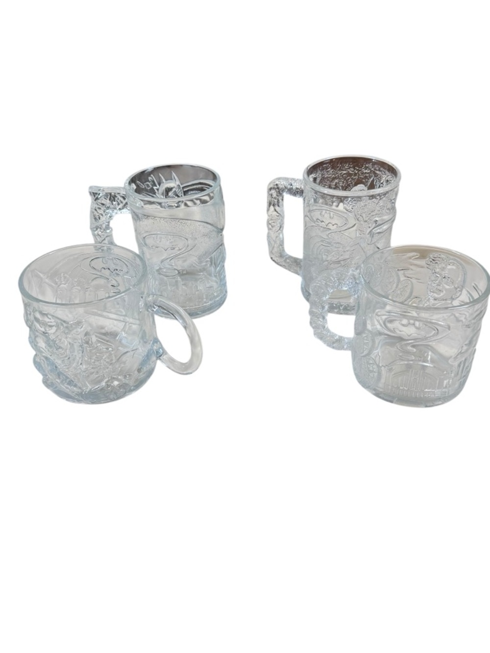 ***SOLD***McDonald’s 1995 Batman & Robin Mugs Batman Forever  Set of 4 Glasses